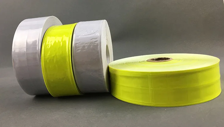 5cm50Meter High visibility Reflective Strips Fluorescent PVC Strip Safety Warning Fabric Sewing Material for Clothing Bag (6)