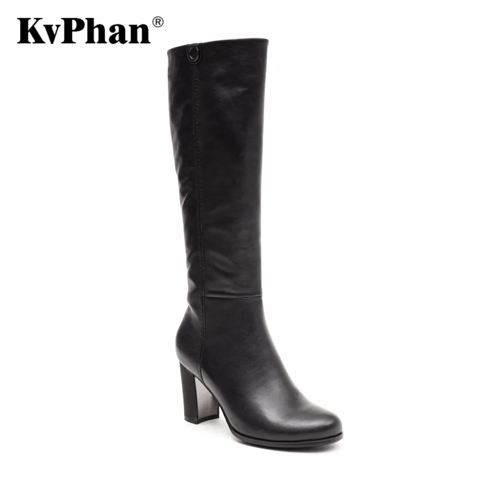 KvPhan Motorcycle Genuine Leather Boots Autumn Winter Round Toe Platform font b Shoes b font font