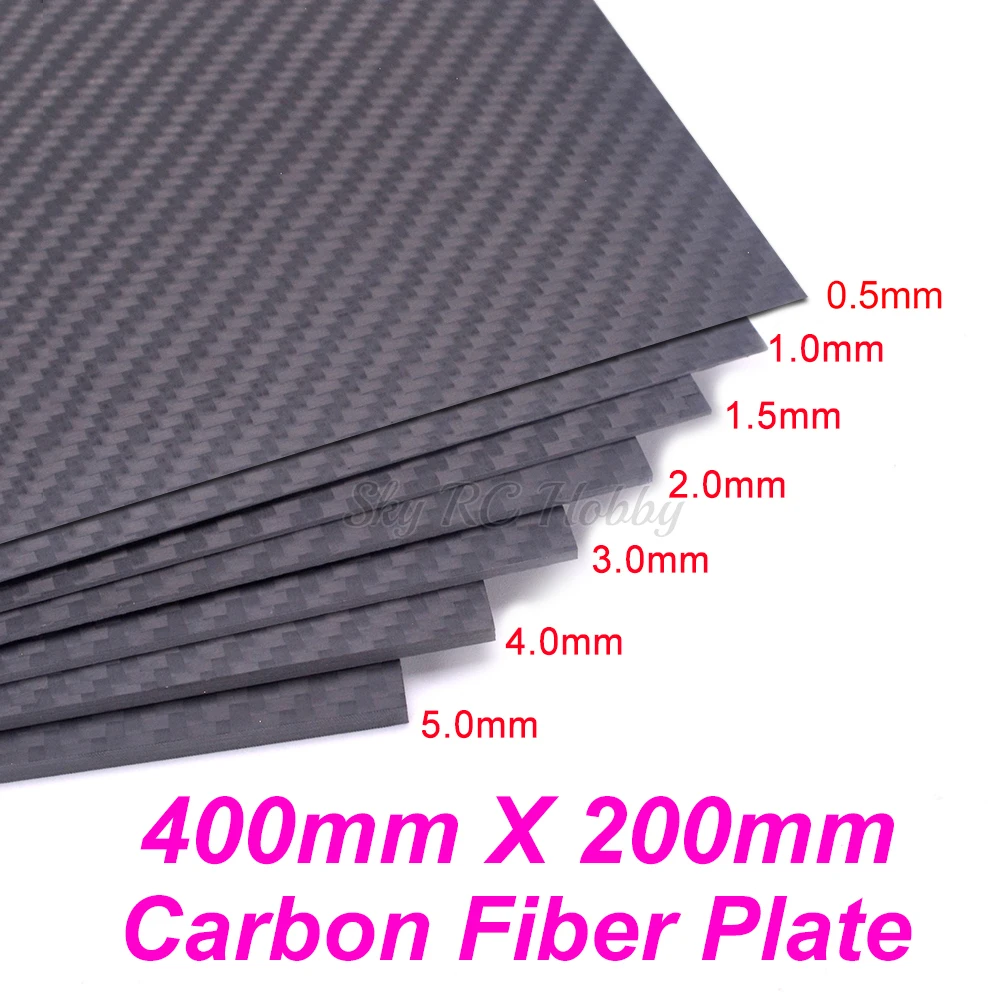 

400mm X 200mm Real Carbon Fiber Plate Panel Sheets 0.5mm 1mm 1.5mm 2mm 3mm 4mm 5mm thickness Composite Hardness Material for RC