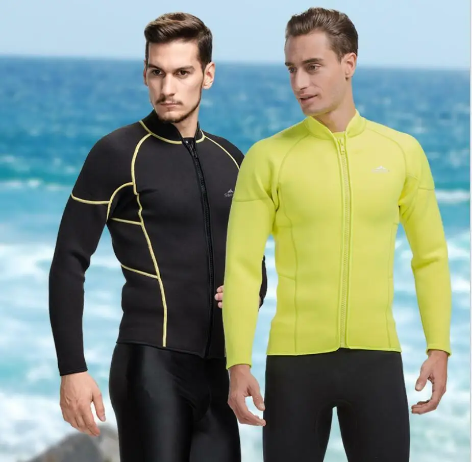 

3MM Wetsuit Jacket Long Sleeve Neoprene Thermal Swimsuit Top for Men Triathlon Diving Spearfishing Underwater Hunting