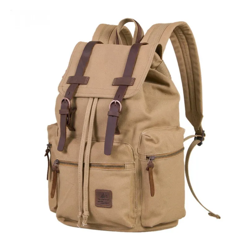 Большой Вместительный холщовый рюкзак женский рюкзак мужские дорожные сумки Школьные сумки Mochilas 1" Сумка для ноутбука 2 размера - Цвет: Khaki Size S