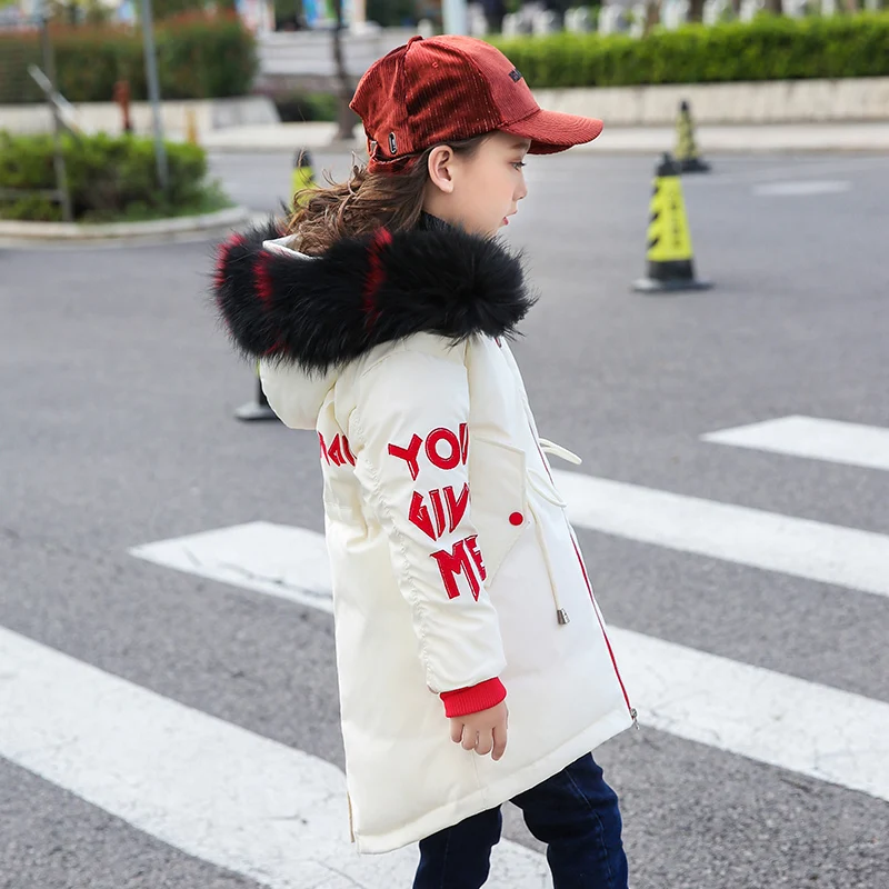 

2019 Winter girls Down Jackets Parkas new 1830 baby children snow wear Warm duck Down kids blue fur Coats Outerwears with fur