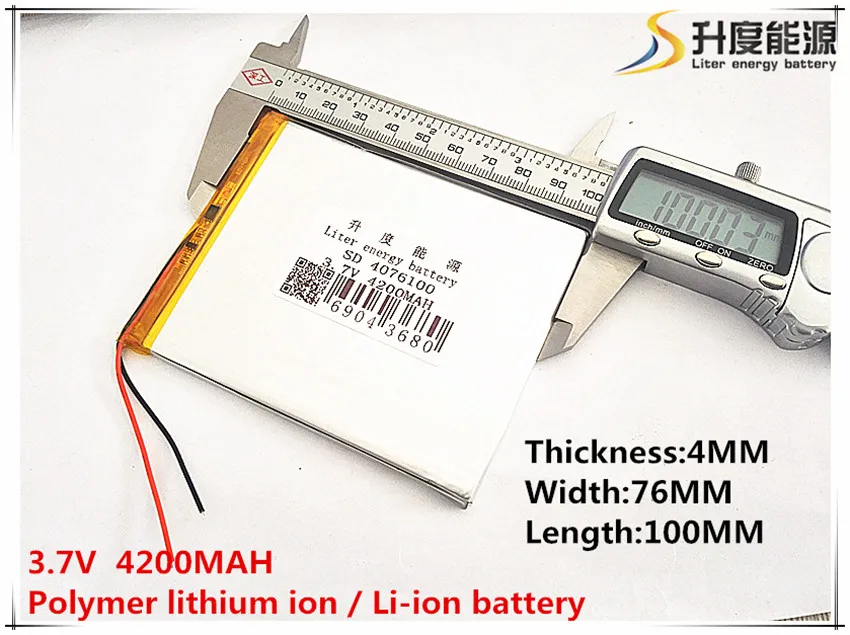 Size 4076100 3.7V 4200mah Lithium polymer Battery with Protection Board