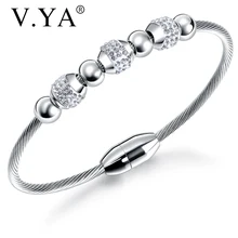 V. YA роскошный золотой браслет с бусинами для женщин, серебряные браслеты из нержавеющей стали, модный браслет с бусинами для женщин, ювелирный подарок