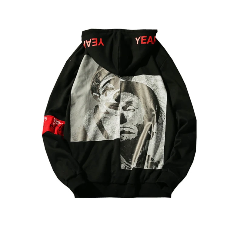 

2018 New Fashion Black Hoodies Male New Long Sleeve Korean Letter Printed Sweatshirt Men Hooded Drawstring Loose Hoodies Brand