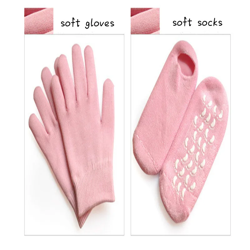 1Pair Super Soft Silicone Gloves SPA Essential Oil Moisturization Gloves Socks Cosmetic Anti-cracking Gloves Makeup Gloves