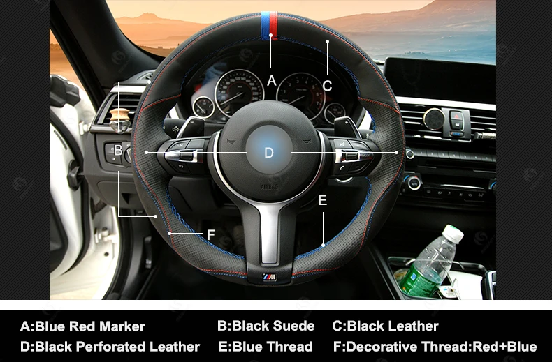 Steering Wheel Cover for BMW F87 M2 F80 M3 F82 M4 M5 F12 F13 M6 F85 X5 M F86 X6 M F33 F30 M Sport-5