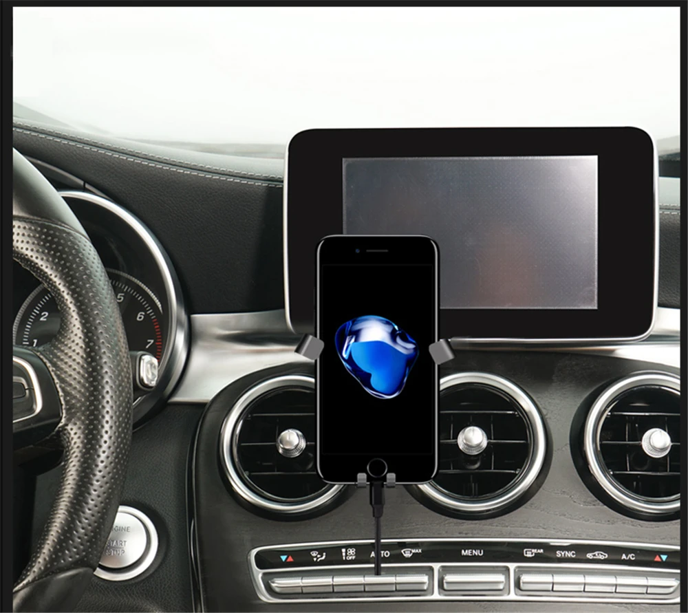 Автомобильный держатель на вентиляционное отверстие с разъемом питания вращающийся держатель для мобильного телефона для Mercedes Benz GLA GLC CLA C Класс c-класс подставка из алюминиевого сплава