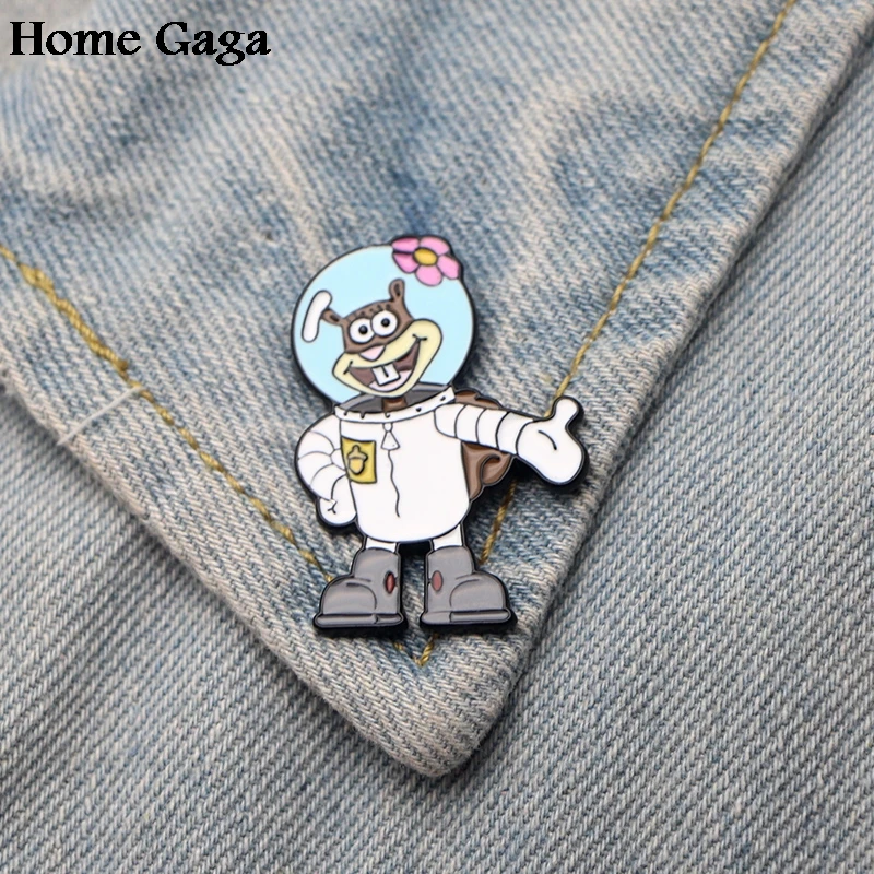 

Homegaga SpongeBob Sandy Cheeks Squirrel Zinc tie Pins backpack clothes brooches for men women hat decoration badges medal D1695