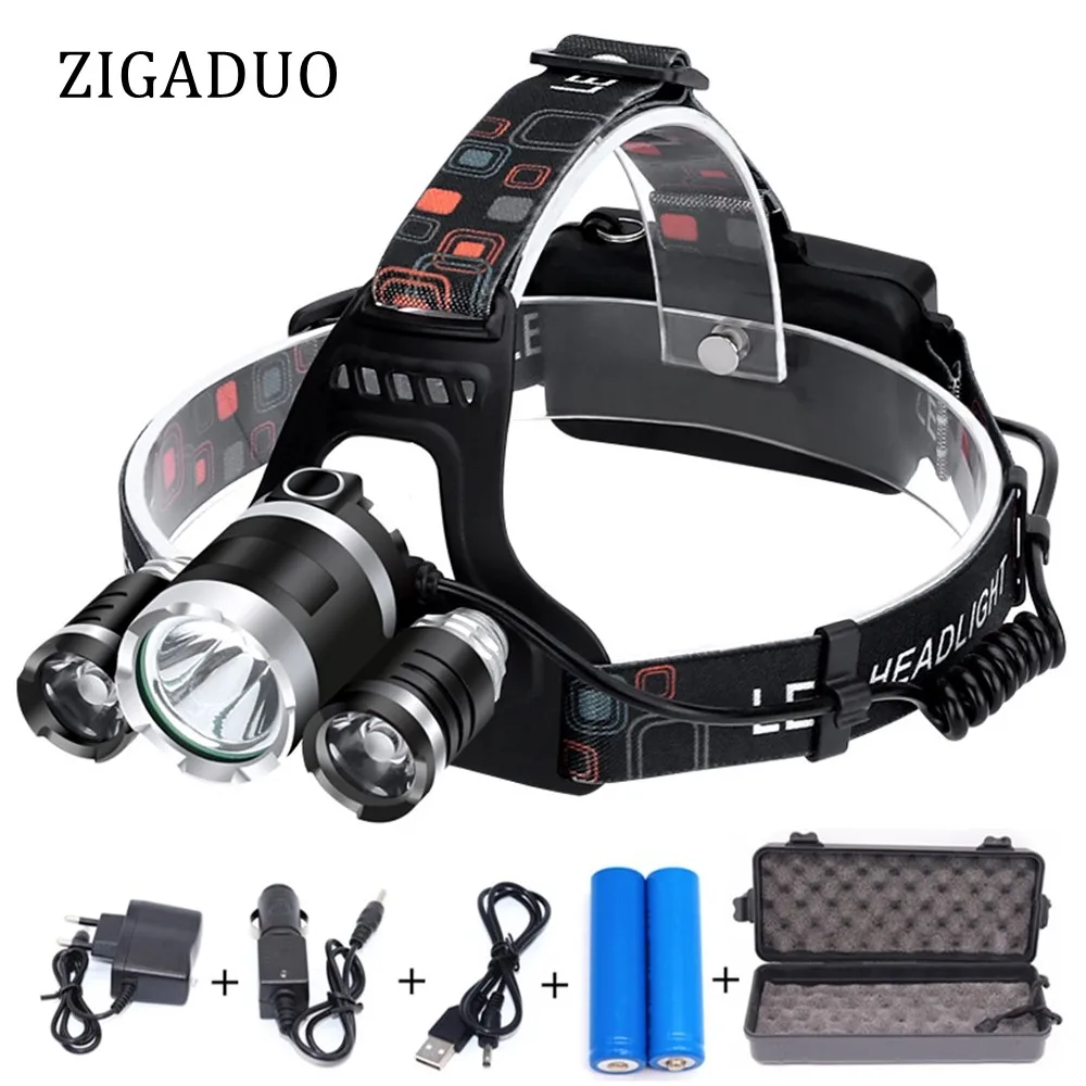 

15000LM XML T6 LED Headlamp Head Lamp Light Powerful 18650 Rechargeable Flashlight Torch Lantern Waterproof for Fishing Hunting