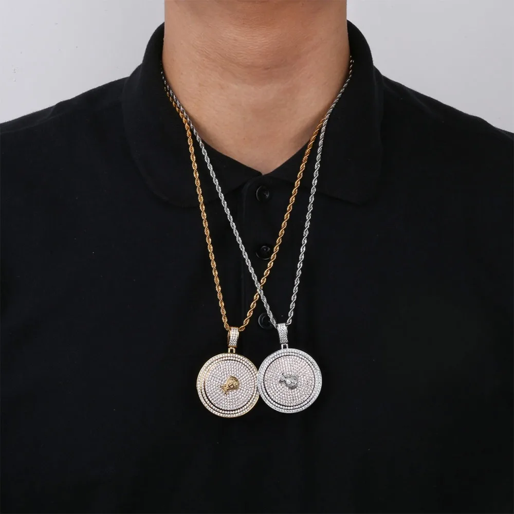 TOPGRILLZ Iced Out вертушка $ знак буквы кулон ожерелье мужчины с теннисом цепи хип хоп