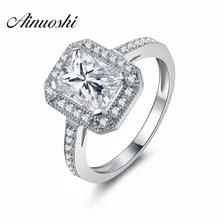 AINUOSHI Women Square Halo Ring SONA Engagement Bijoux Women Wedding Rings luxury Brand jewelry Fine Gifts Accessories Gift