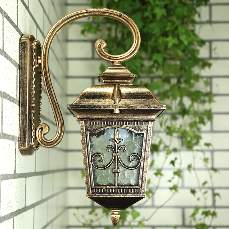 Waterdichte Aluminium spuitgieten Veranda Licht Outdoor Wandlamp Nooit Roest Cottage Antieke Tuin Yard Gangpad Straatverlichting Brons