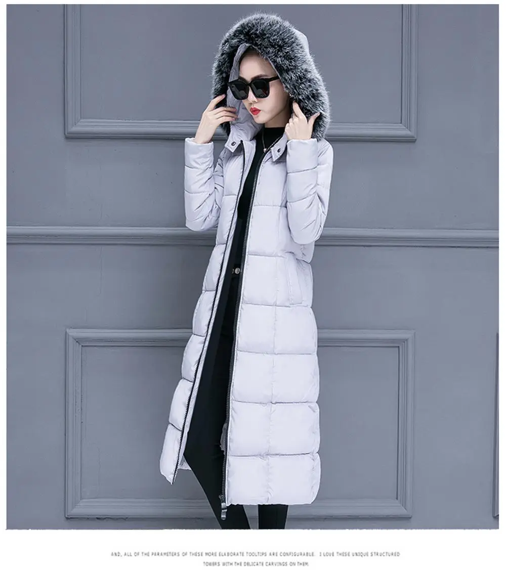 Brieuces 2018 горячая Распродажа вниз хлопок зимняя куртка женские средней длины тонкий съемный большой искусственный мех воротник утолщение