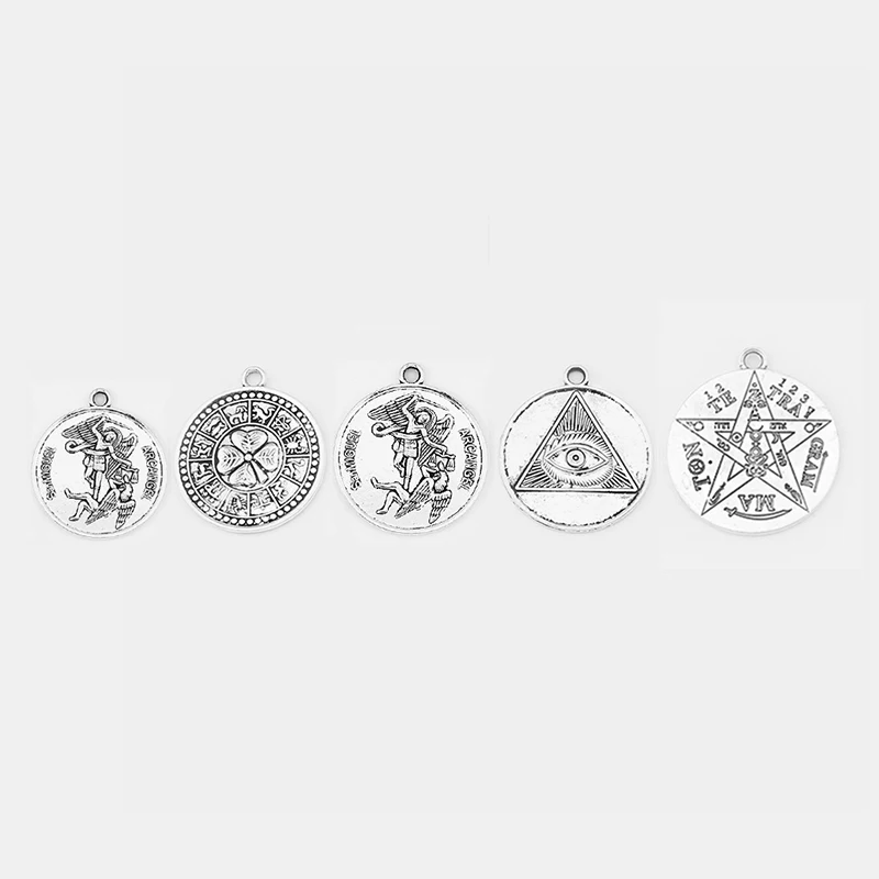 3pcs SanMIGUEL ARCANGEL/TETRAGRAMMATON/LEAF Zodiac/EYE Pentagram Pagan Wiccan Amulet Charms Pendant Statement | Украшения и