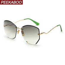 Peekaboo, зеленые летние солнцезащитные очки для женщин,, высокое качество, без оправы, солнцезащитные очки для женщин, кошачий глаз, полигон, подарок на день рождения