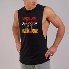 Аниме мультфильм безрукавки для мужчин s Бодибилдинг майки без рукавов тренажерный зал жилет нательная футболка для фитнеса летние хлопковые однотонные рубашки для мужчин