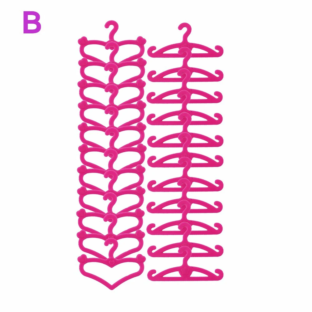 10 шт./партия, Милая Мини-пластиковая вешалка, смешанные пластиковые крючки, Одежда для кукол Барби, аксессуары, платье, ролевые игры, дом для девочек