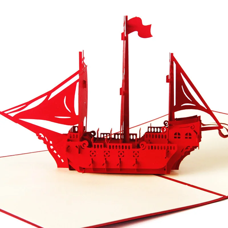 

1 pcs Cute Sailing Ship 3D Hollow Out Kids Birthday Gift Invatation Card Card Greeting Card Souvenirs Party Supplies