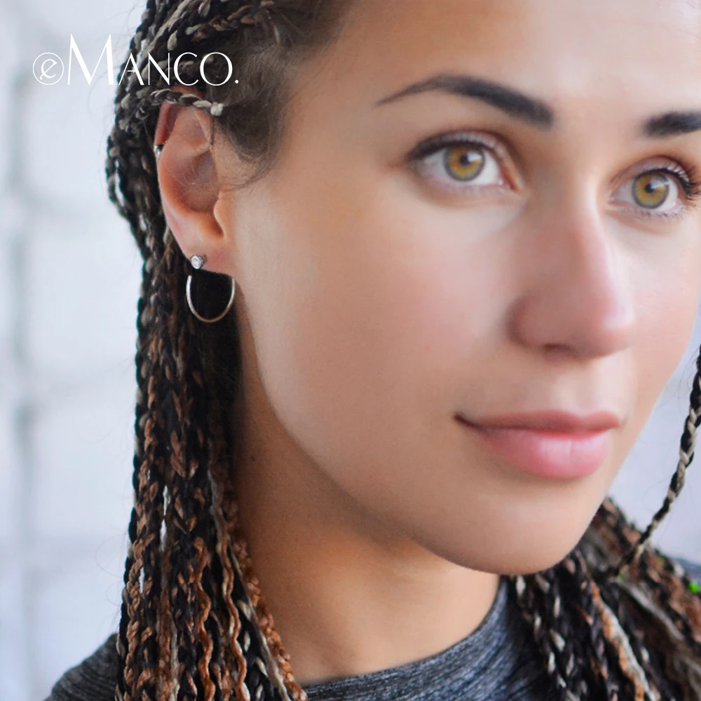 

e-Manco Gold Color 925 Silver Big Hoop Earrings for Women Round Circle Earrings Brincos Jewelry Party Rock Fashion Gift DropShip