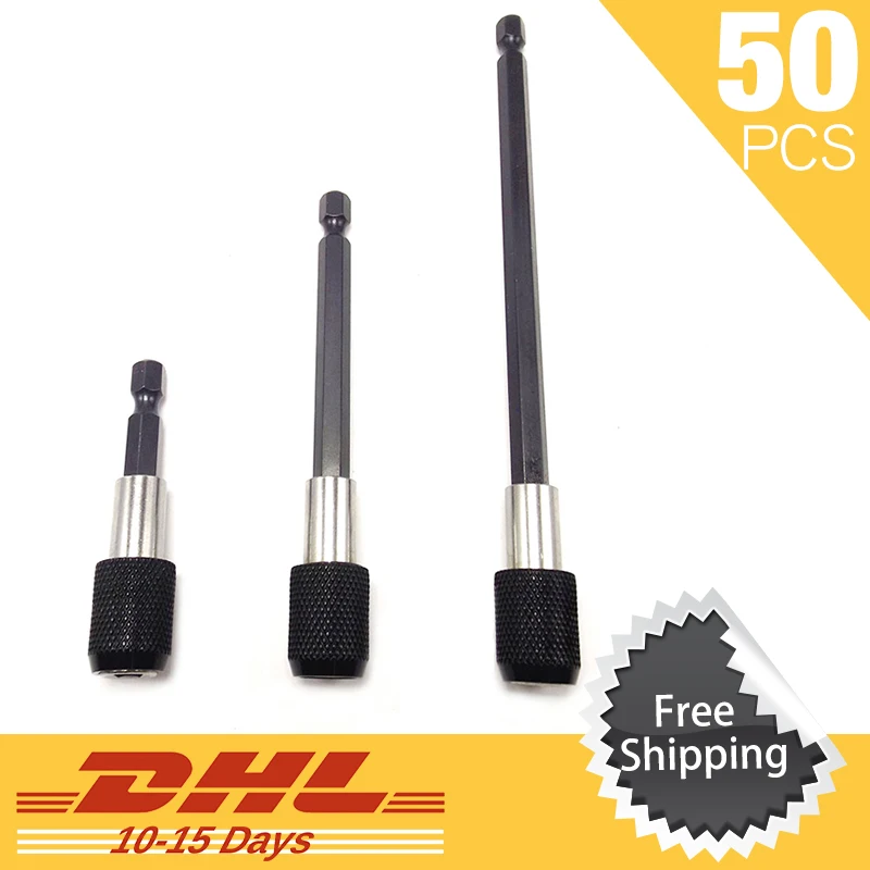 

50Pcs DHL Free Shipping Magnetic 1/4" Hex Shank Quick Release Screwdriver Extension Bit Holder Connection Rod Adapter Sleeve