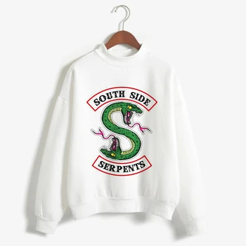 

Riverdale Women White Hoodies South Side Serpents Printed Sweatshirts Fashion Hip Hop Ladies Hooded Long Sleeve Unisex Clothing