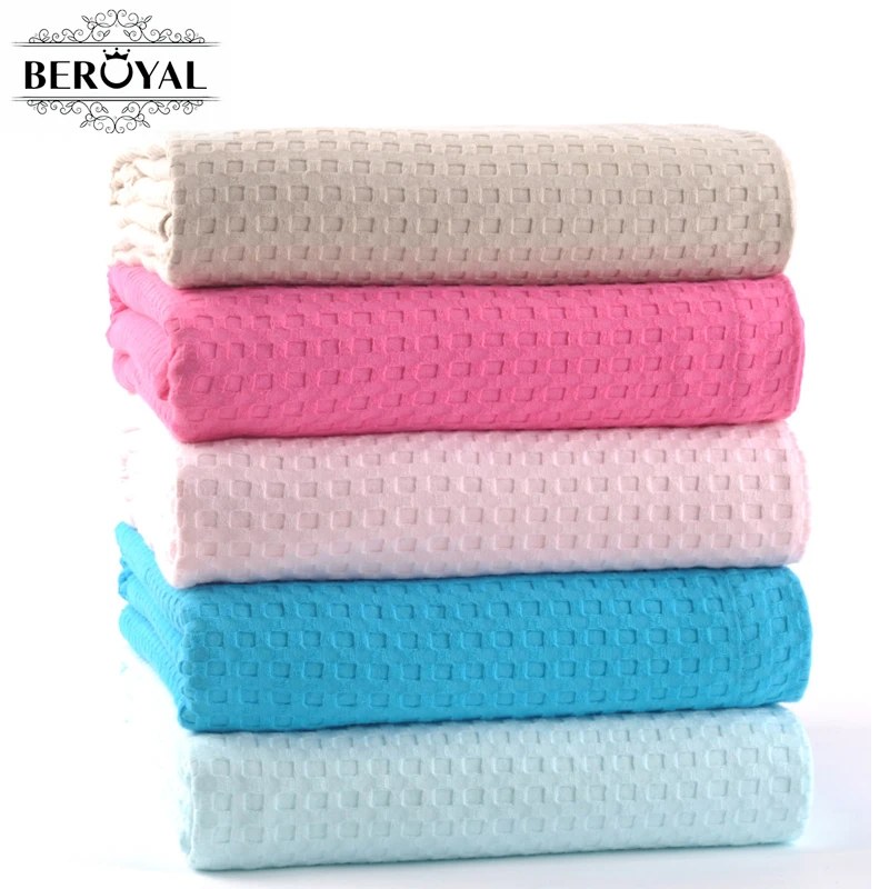 

New 2017 1piece 150*200cm Cotton Waffle Blanket Absorbent Plaid Blanket Adult Super Soft Bedding Beroyal Brand