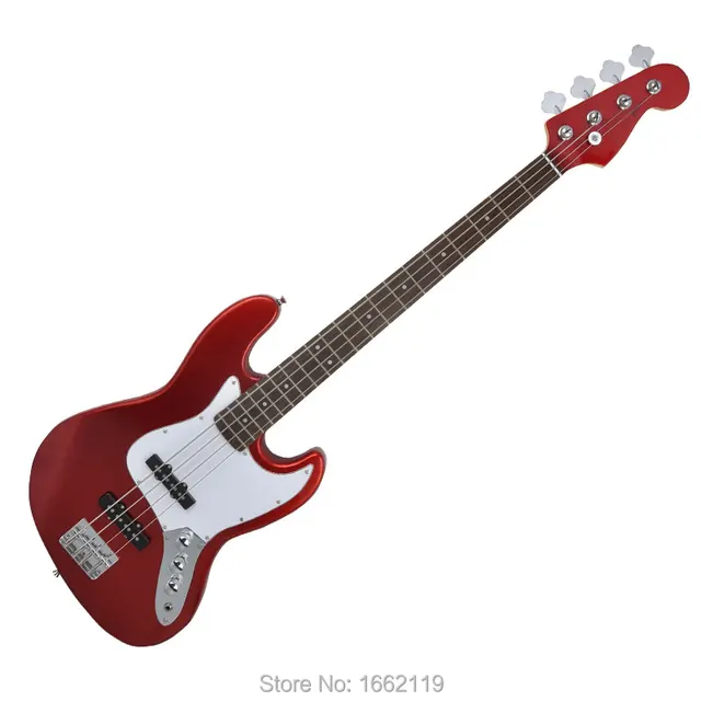 Best price at $253 Cheap 2016 New 4 strings jazz Bass Guitar Metal Red Color Basswood body Rosewood fingerboard custom bass guitars china