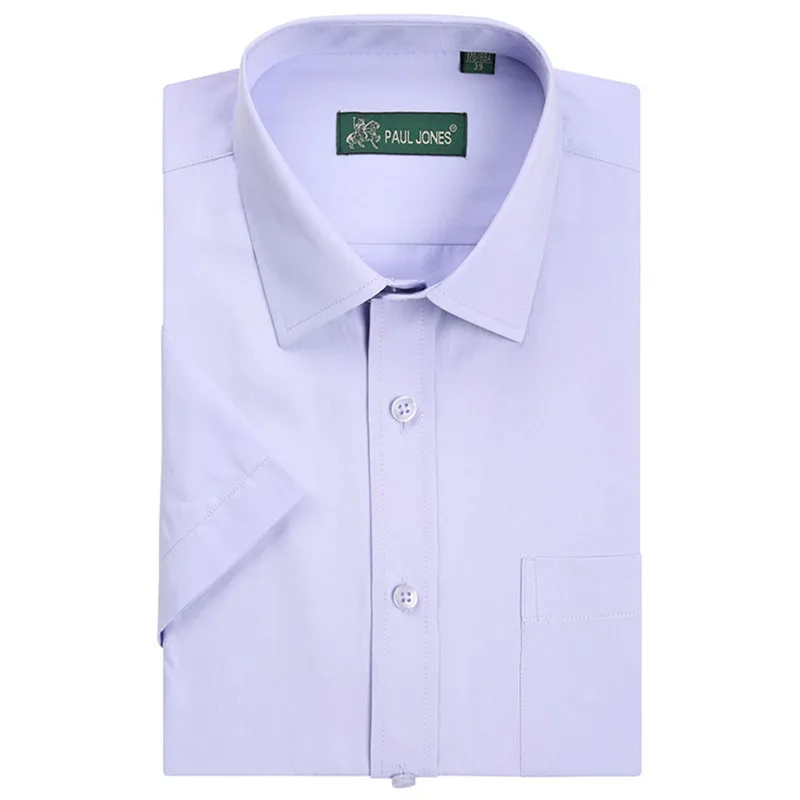 Новые летние однотонные мужские рубашки высокого качества с короткими рукавами, нежелезные брендовые дизайнерские мужские деловые рубашки больших размеров XXXL - Цвет: 4507 purple