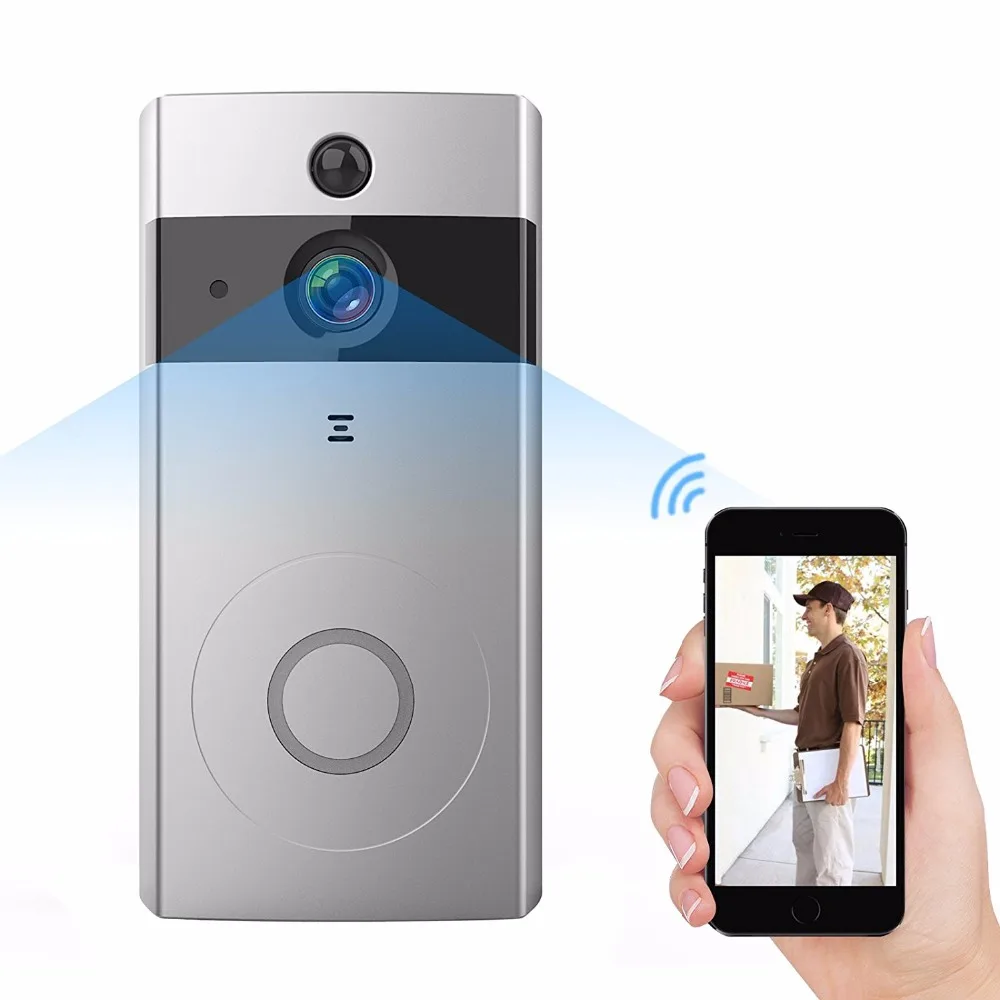 Kruiqi Video Doorbell Camera Wireless 720P Intercom Doorbell with IR Night Vision Move Detection Two-Way Audio Camera Doorbell