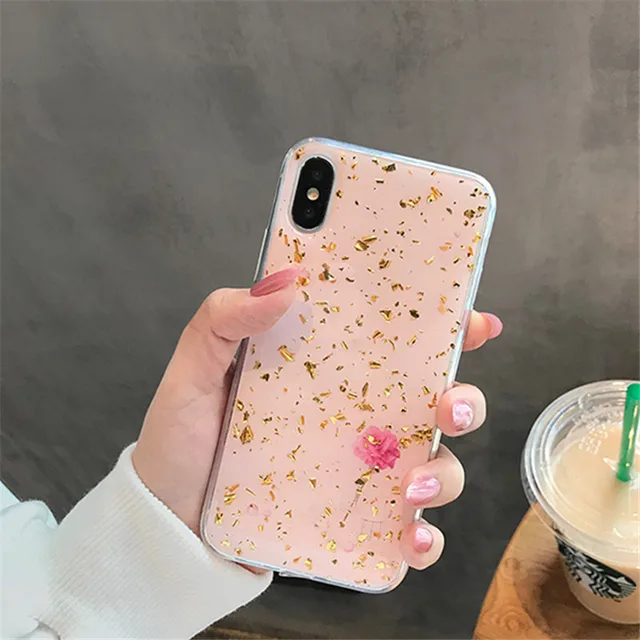 Luxury Color Gold Foil Design Phone Case For iphone XS Max XS XR 8