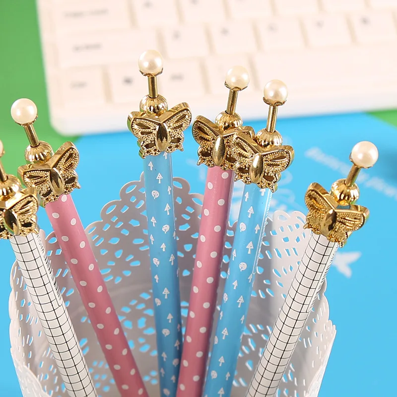 0.7mm 0.5mm Cute Butterfly Metal Automatic Pencil Kawaii Dots Mechanical Pencils Student Press Type Writing School Office Supply