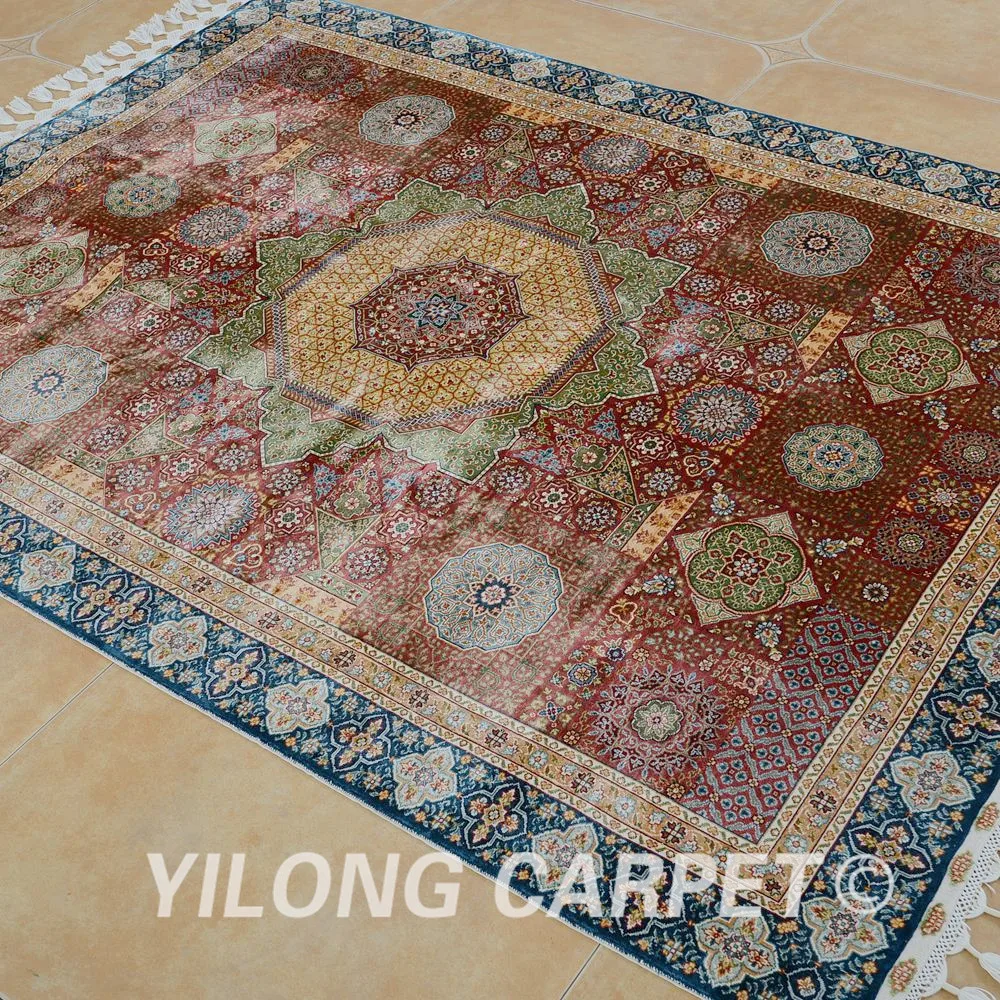 Yilong 4 3 'x6. 2' Традиционный турецкий оранжевый Шелковый ковер Vantage тонкие