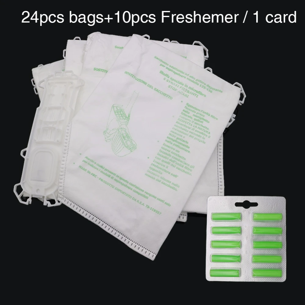

24pcs bag+10pcs/card Freshener Vacuum Cleaner Accessories Dust Bag for Vorwerk VK135 VK136 FP135 FP136 Kobold135 Kobold136 VK369