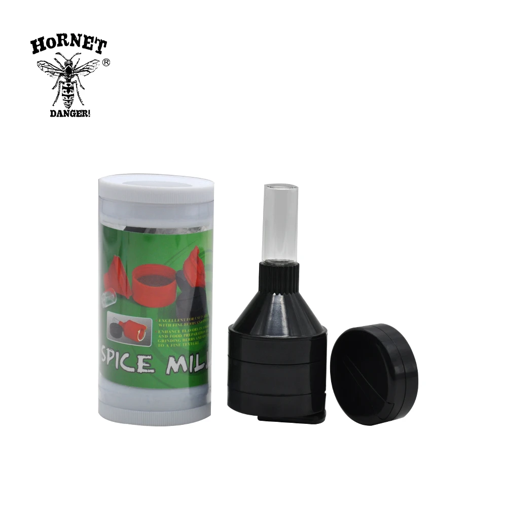 

1 PC Plastic Powder Spice Hand Mill Funnel Crusher Snuff Snorter Glass Vial Storage Container Tobacco Grinder