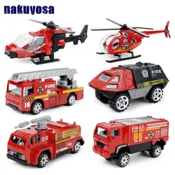 6 шт./компл. 1: 87 мини fire Военная Diecast металлического сплава полиции сплава автомобиль бака самолета Модель детская карман игрушки 3 стиль