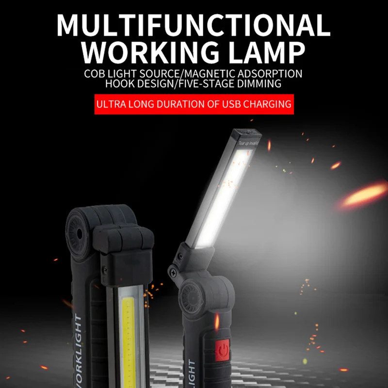 

LED Work Light Inspection Outdoor Emergency COB Lights USB Rechargeable Flashlight LED Work Inspection Car Maintenance Light