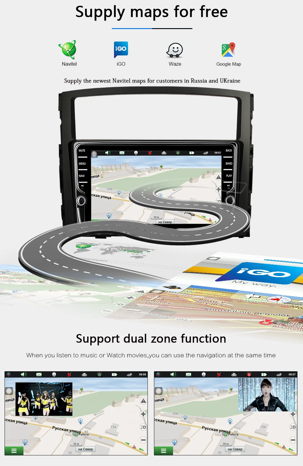 Sale Funrover 2 din Android 8.0 car dvd multimedia Player For Mitsubishi Pajero V97 V93 2006-2015 car radio gps navigation IPS EQ RDS 6