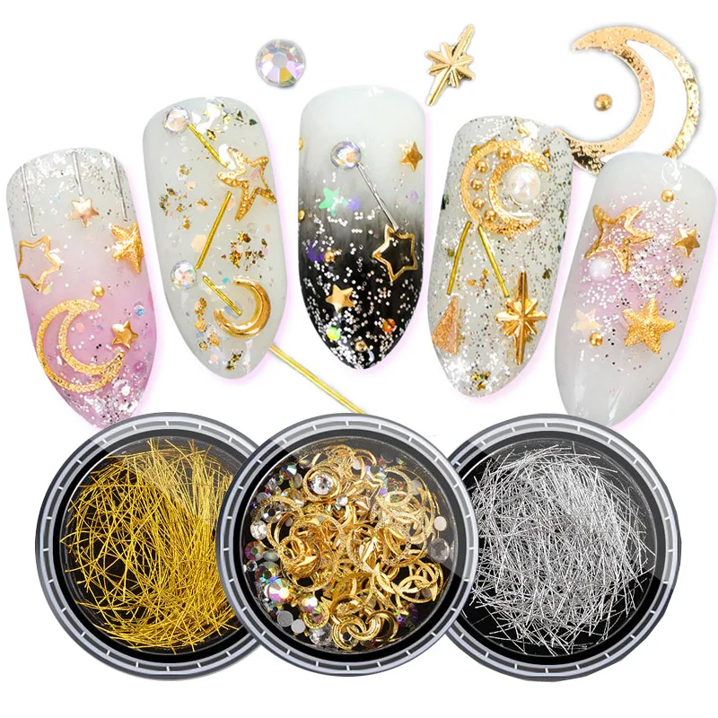 Bittb пилочки для ногтей художественные украшения 3D Стразы бриллианты разнообразные металлические шпильки Самоцветы DIY Дизайн Аксессуары Маникюр для украшения ногтей