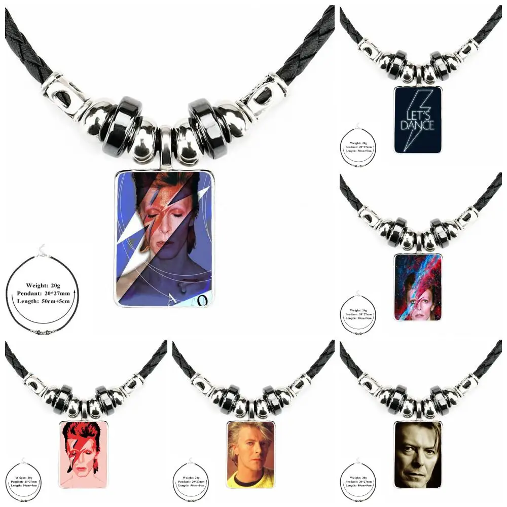 

Glass Necklace Statement Black Leather Bead Pendant Necklace For Lovers Best Friendship 2018 Vintage Pretty Good David Bowie