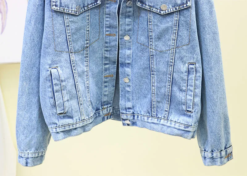 SexeMara/Модная новая свободная Тяжелая джинсовая куртка с цветочной вышивкой, бесплатная доставка