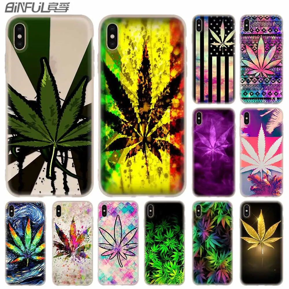 

Cases Silicone soft Cover for iPhone 11 Pro X XS Max XR 6 6S 7 8 Plus 5 4S SE Weed Leaf grass huf