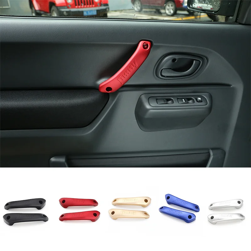 SHINEKA Aluminum Alloy Internal Door Grab Handle Cover Sticker Suitable for Suzuki Jimny Car Accessories SHINEKA Aluminum Alloy Internal Door Grab Handle Cover Sticker Suitable for Suzuki Jimny Car Accessories