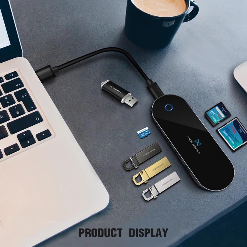 Moweek usb-концентратор Тип C до USB 3,0 usb-хаб 7 в 1 SD/TF Card Reader для MacBook samsung S9 huawei P20/P20 pro Тип C концентратор USB