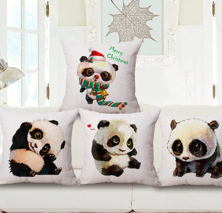 

Watercolor Panda Neck Body Pillowcase Linen Bed Pillows Cover Couch Seat Cushion Throw Pillow Home Decoration Family Gift