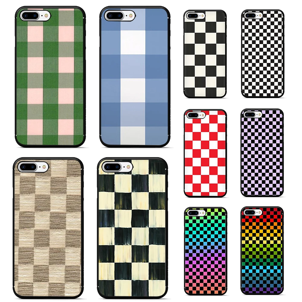 

Checkerboard Plaid Checked case for iphone 7 plus soft tpu phone cover cases for iphone 6 7 6s 7 plus X XR XS MAX coque fundas