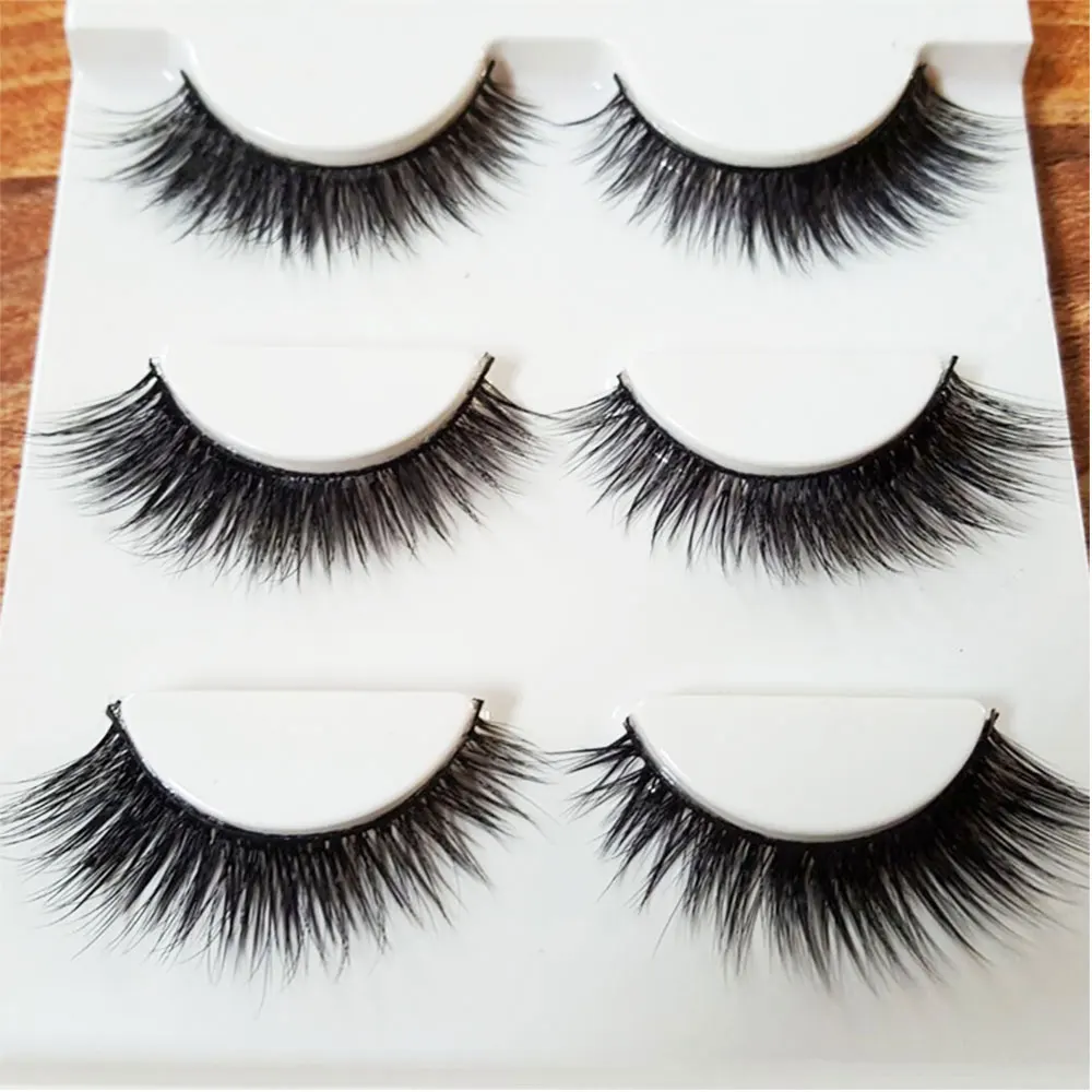 

3D Mink Eyelashes Strips Thick Cross 3 Pairs of Natural False Eyelash 3D Eyelash Extensions Eyelash Perm Kit Wimper Extensions