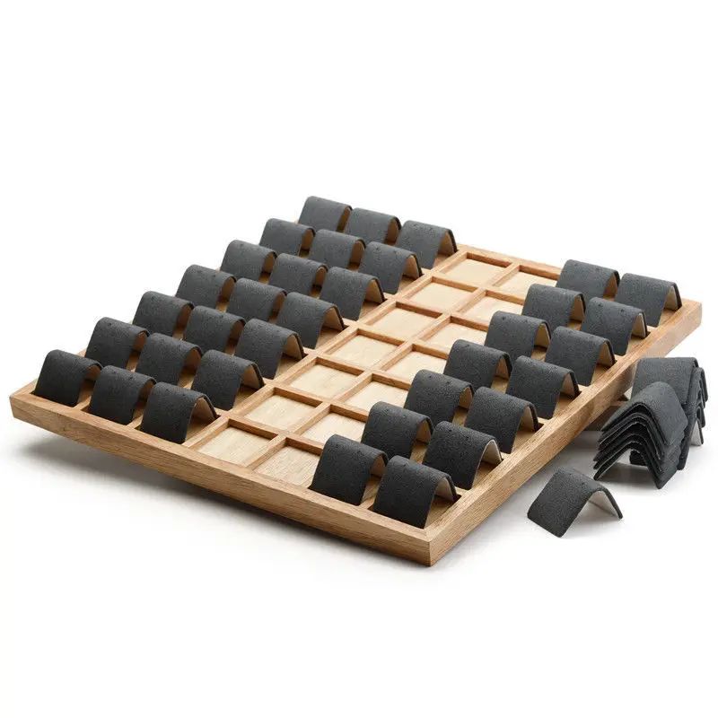 Oirlv 49 Grids Solid Wood Earrings Holder Jewelry Display Block Display Stand Tray (7)