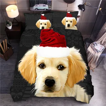 

Christmas Dog Printing Bedding Set For Children Bedroom Bedclothes Pillowcase Duvet Cover Set Bed Linen ropa de cama