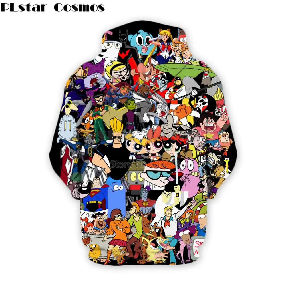 PLstar Cosmos Fashion men hoodies 90s Cartoon Gang Character collage 3D Printed Hoodie Unisex streetwear Hooded Sweatshirt